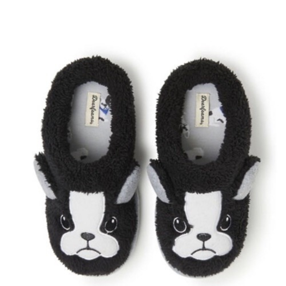 Dearfoams Kids Toddler Little Kid Black Dog Animal Slippers NEW‎ 13/1 US